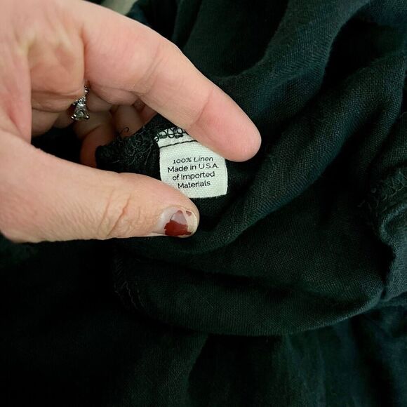 South Street Linen Drawstring Pants Crop High Waisted Black 1/Medium Lagenlook - Picture 6 of 10